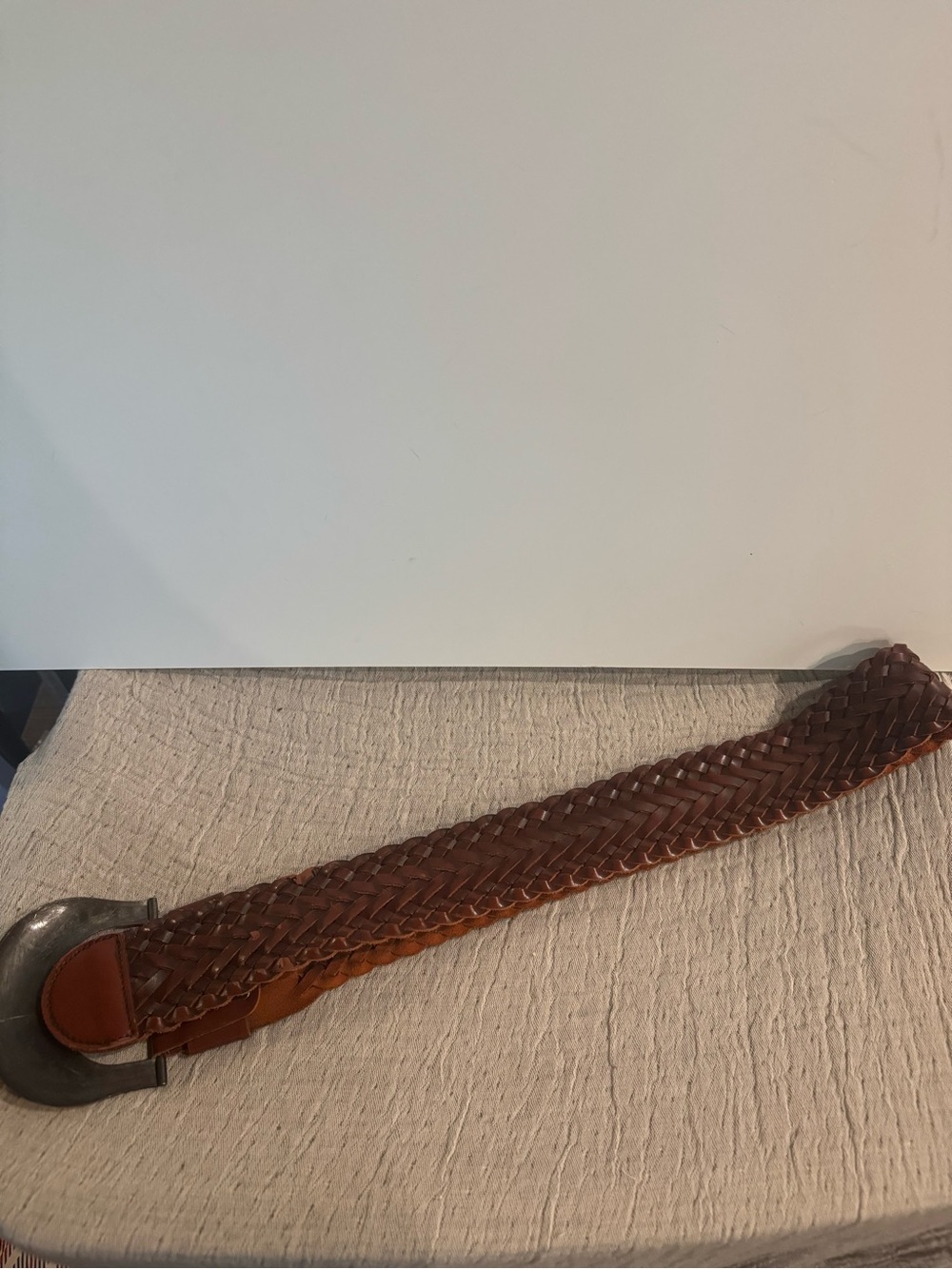 Cabi Woven Leather Belt Size M Brown Wide Boho Western Statement Buckle Belt - Picture 7 of 11